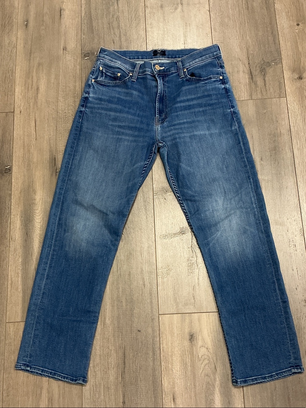 MOTHER Men's Blue Straight Jeans with Subtle Fading